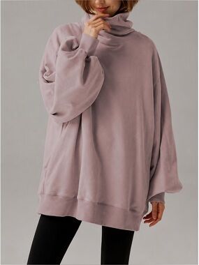 LIT Active Whisper Oversized Turtleneck Sweatshirt II Mauve Purple Size Small